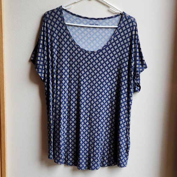 Land's End Geometric Print Scoop Neck Jersey Size Large - Picture 5 of 12